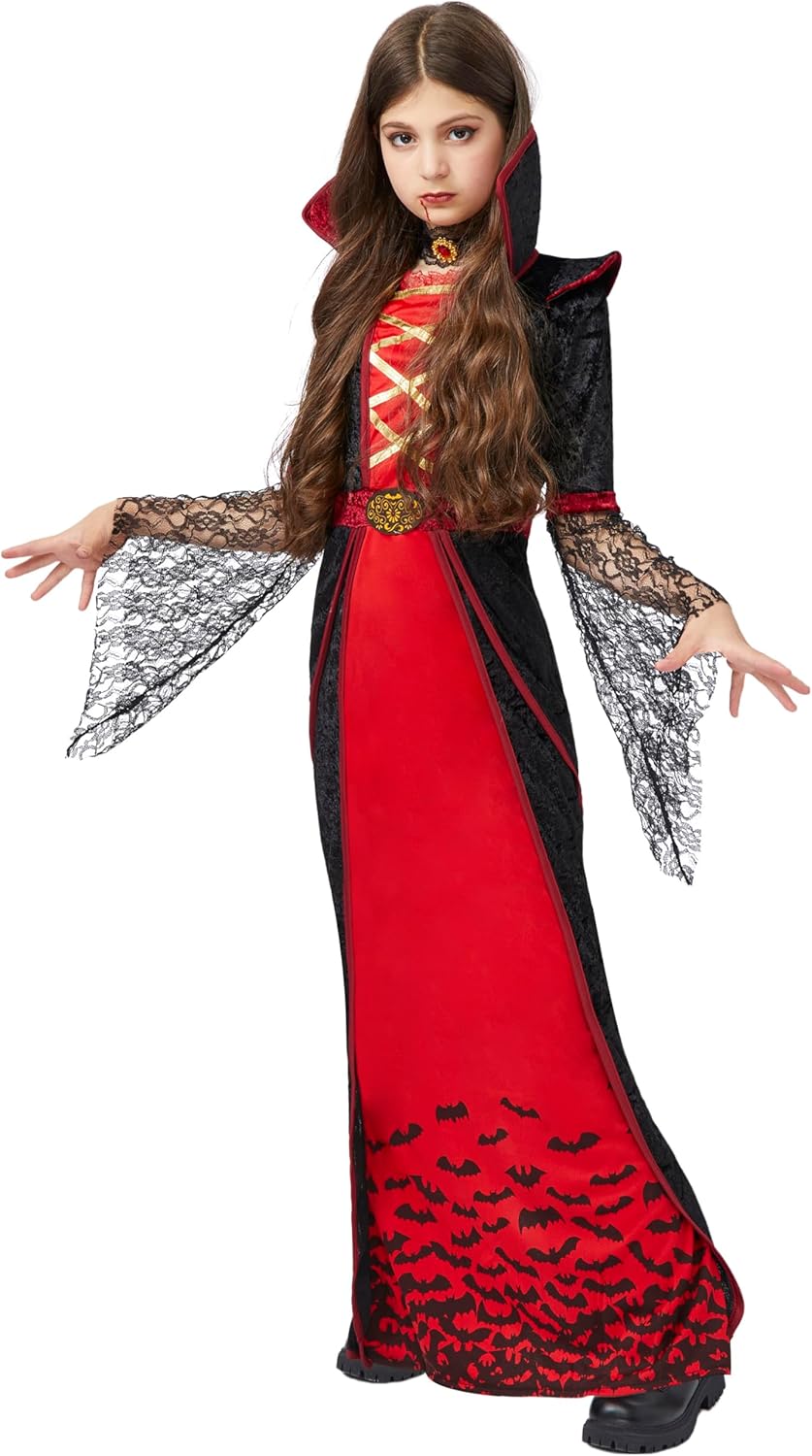 Spooktacular Creations Royal Vampire Costume for Girls Deluxe Set Halloween Gothic Victorian Vampiress Queen Dress Up Party-3