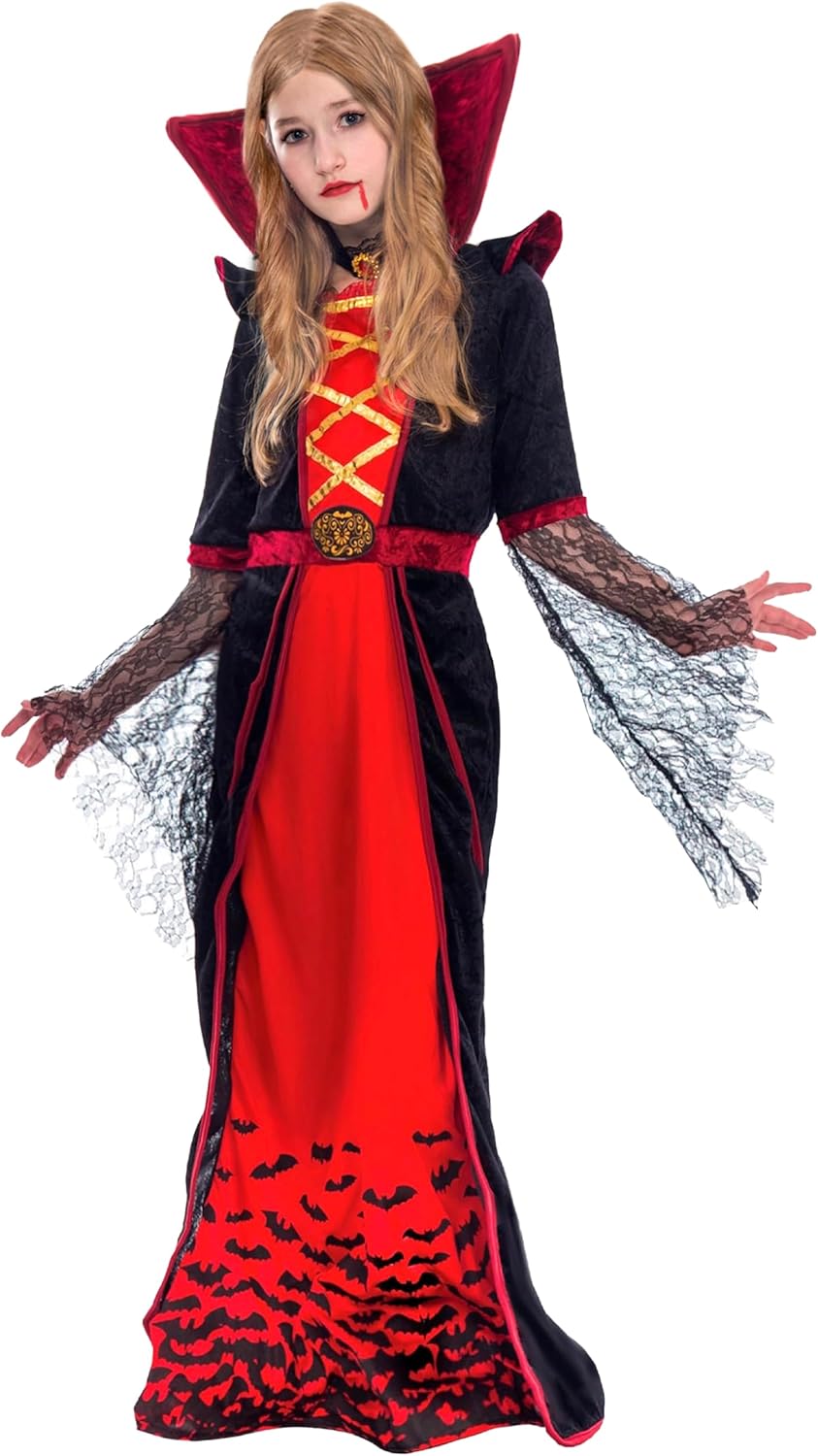 Spooktacular Creations Royal Vampire Costume for Girls Deluxe Set Halloween Gothic Victorian Vampiress Queen Dress Up Party-7