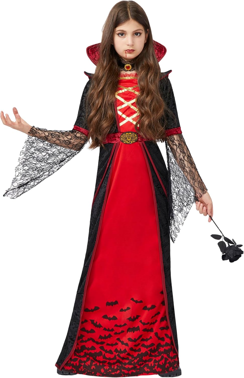 Spooktacular Creations Royal Vampire Costume for Girls Deluxe Set Halloween Gothic Victorian Vampiress Queen Dress Up Party-8