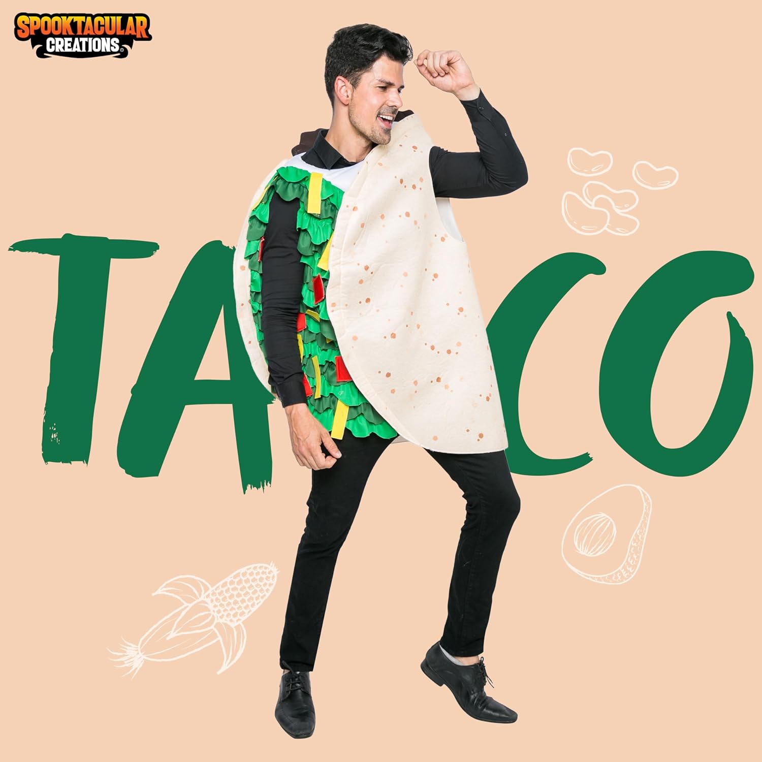 Spooktacular Creations Taco Costume Adult Halloween Costume Burrito Food Costume for Halloween Dress Up Cosplay Party-1