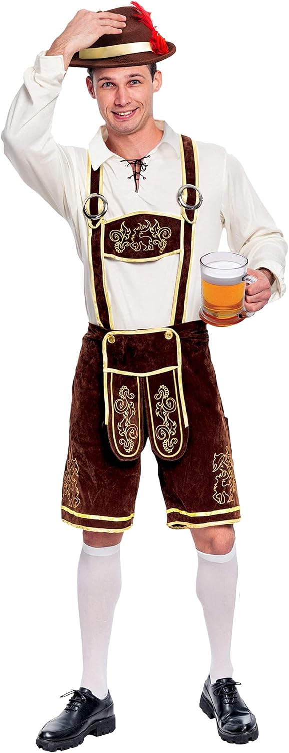 Spooktacular Creations Men’s German Bavarian Oktoberfest Costume Set, Beer Costume Hat for Adults Halloween and Beer Festival-0