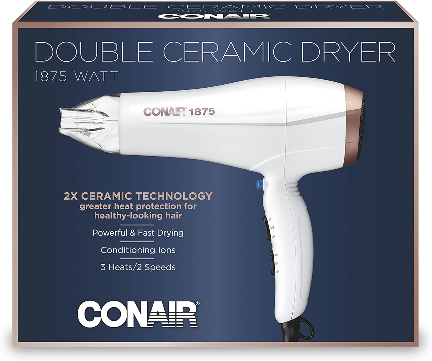 Conair Double Ceramic Hair Dryer | Blow Dryer with Ionic Conditioning | Includes Concentrator-6