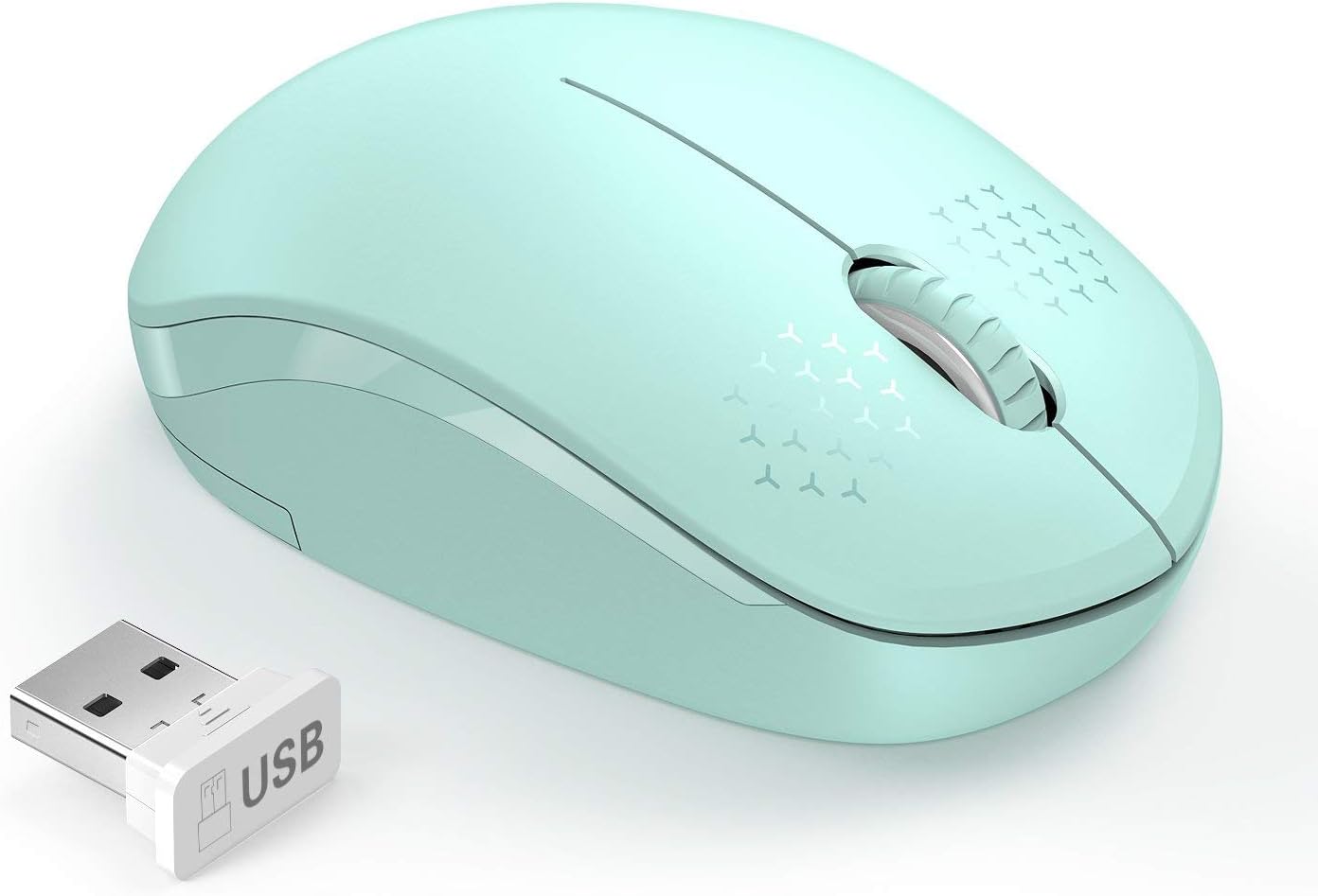 seenda Wireless Mouse, 2.4G Noiseless Mouse with USB Receiver - Portable Computer Mice for PC, Tablet, Laptop with Windows System - Mint Green-0