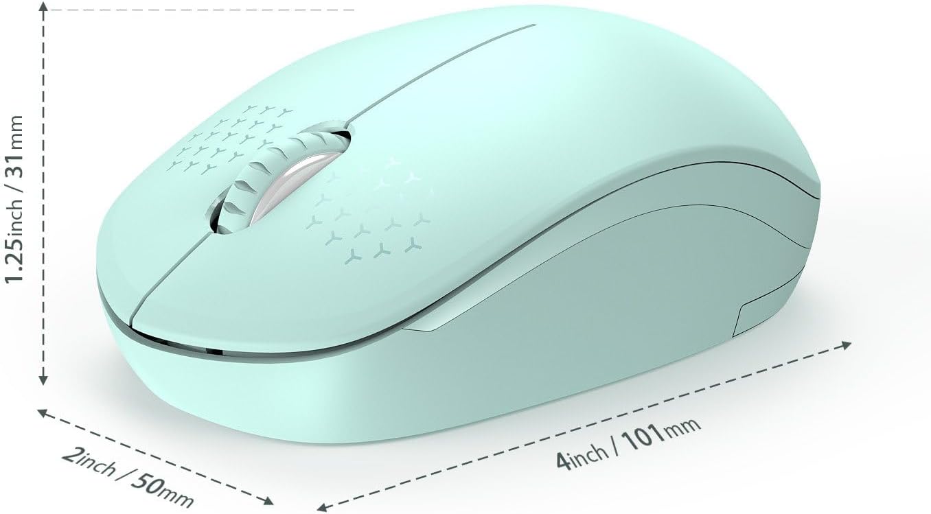 seenda Wireless Mouse, 2.4G Noiseless Mouse with USB Receiver - Portable Computer Mice for PC, Tablet, Laptop with Windows System - Mint Green-5