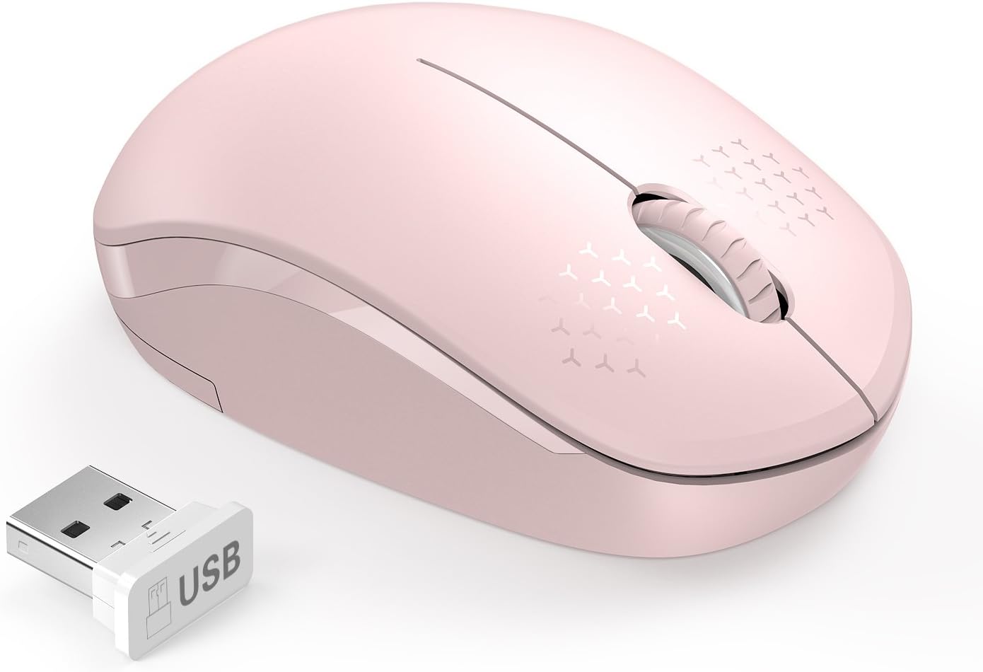 seenda Wireless Mouse, 2.4G Noiseless Mouse with USB Receiver Portable Computer Mice for PC, Tablet, Laptop, Notebook with Windows System - Pink-0