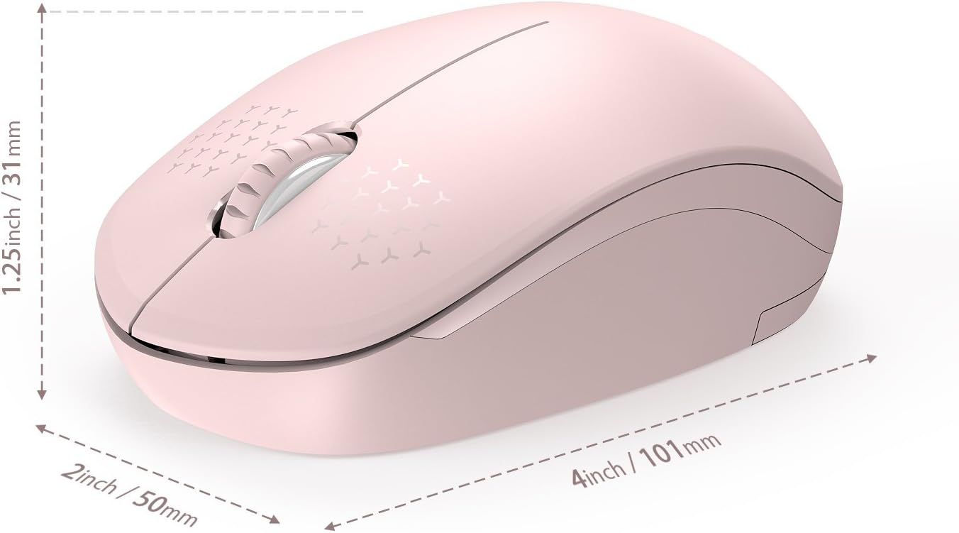 seenda Wireless Mouse, 2.4G Noiseless Mouse with USB Receiver Portable Computer Mice for PC, Tablet, Laptop, Notebook with Windows System - Pink-5