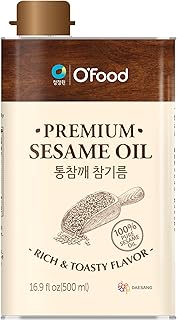 Chung Jung One O’Food Premium Sesame Oil, 16.91 Fl Oz, 100% Pure Sesame Seed Oil, Korean-Style Toasted, Rich and Nutty Flavor, Good for Cooking, Stir-fry, Noodles, Dressing, Drizzle