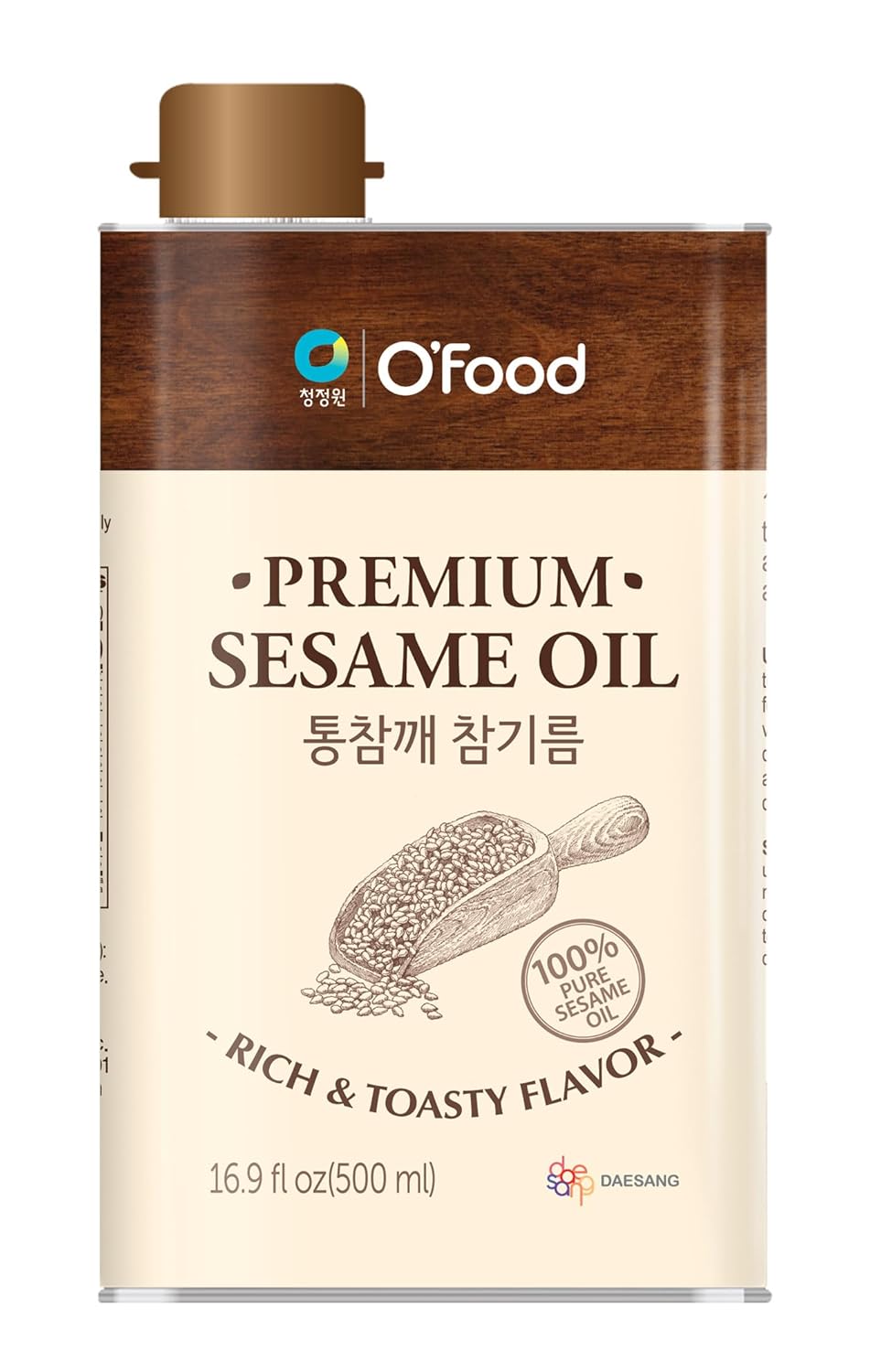 Chung Jung One O’Food Premium Sesame Oil, 16.91 Fl Oz, 100% Pure Sesame Seed Oil, Korean-Style Toasted, Rich and Nutty Flavor, Good for Cooking, Stir-fry, Noodles, Dressing, Drizzle-0