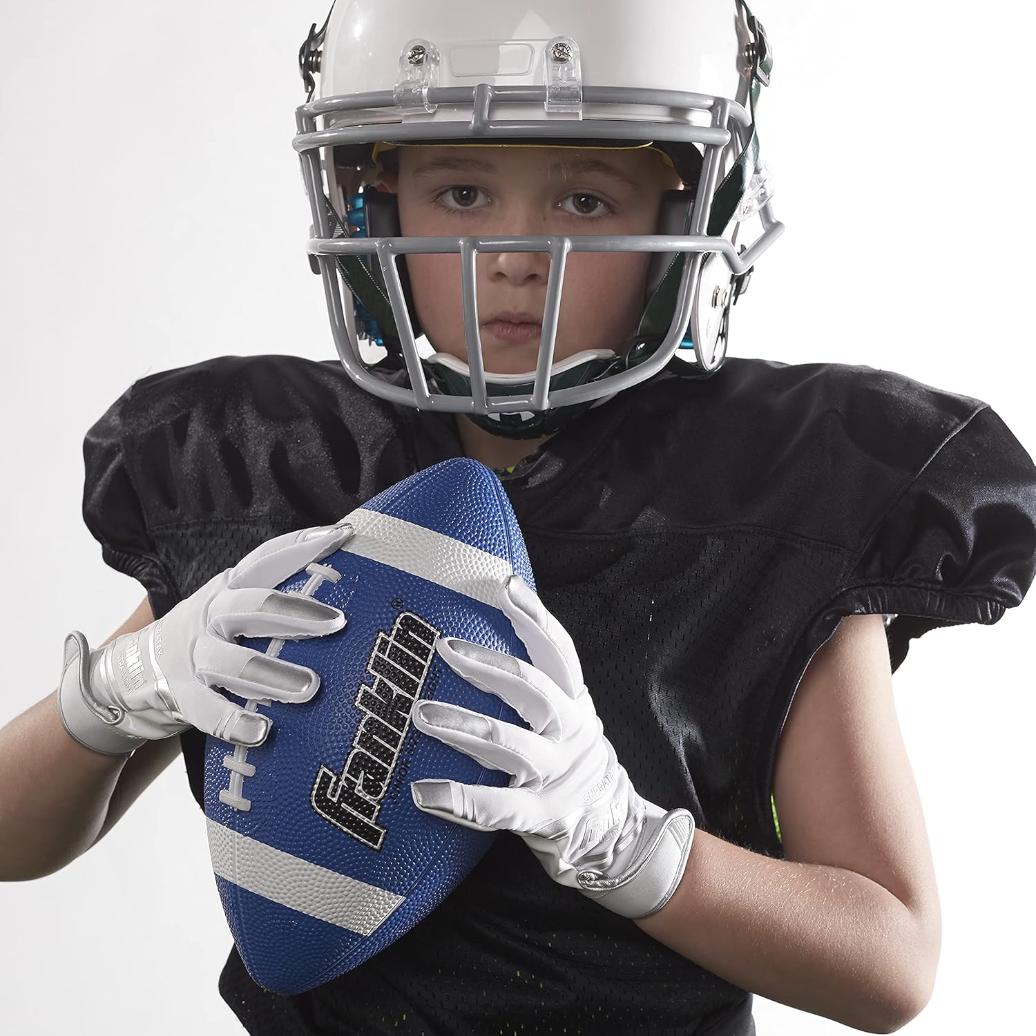 Franklin Sports Kids Junior Football - Grip-Rite 100 Youth Junior Size Rubber Footballs - Peewee Kids Durable Outdoor Rubber Footballs - Single Footballs + 6 Football Bulk Packs Available-6