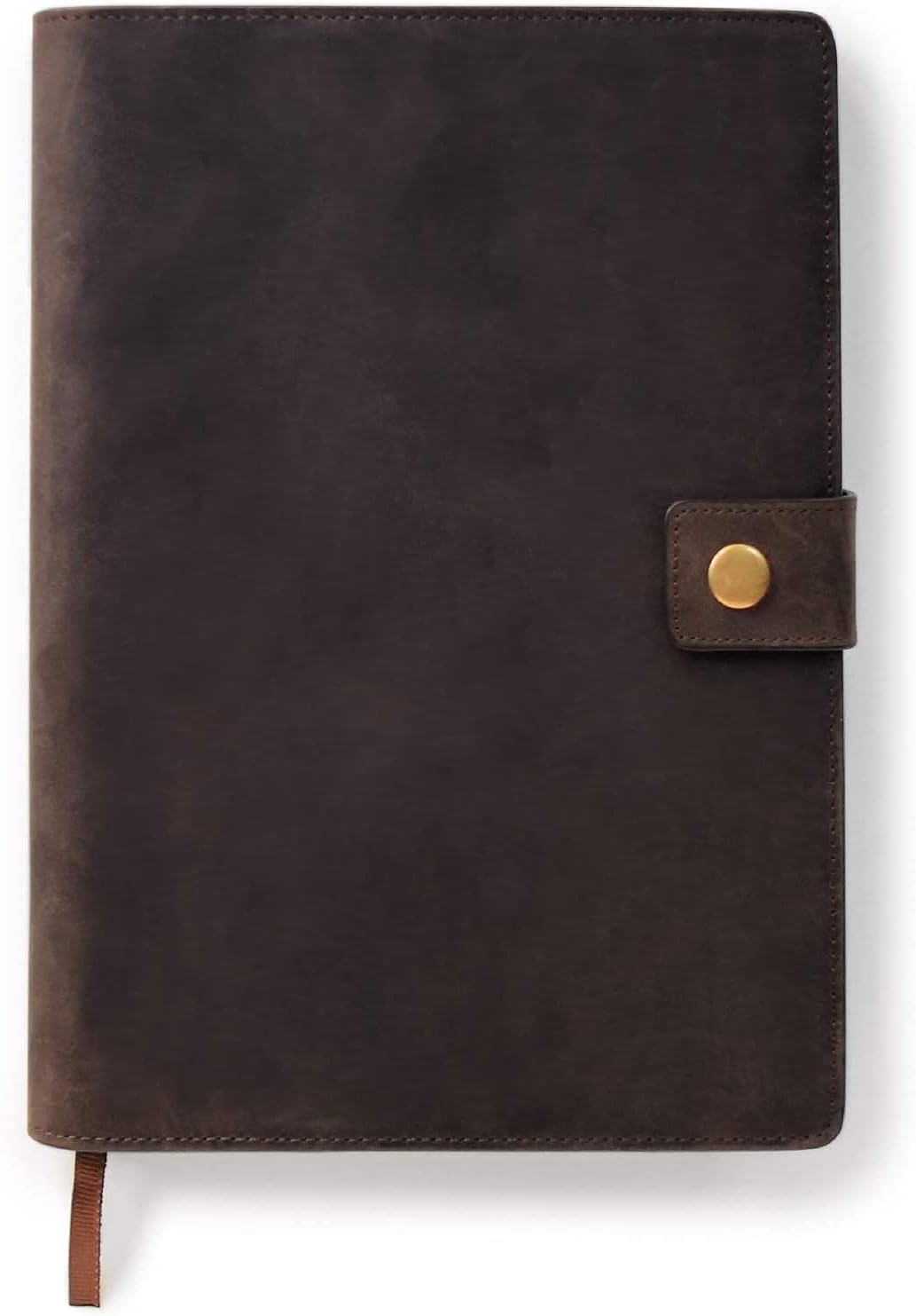 CASE ELEGANCE Full Grain Premium Leather Refillable Journal Cover with A5 Lined Notebook, Pen Loop, Card Slots, Brass Snap-0