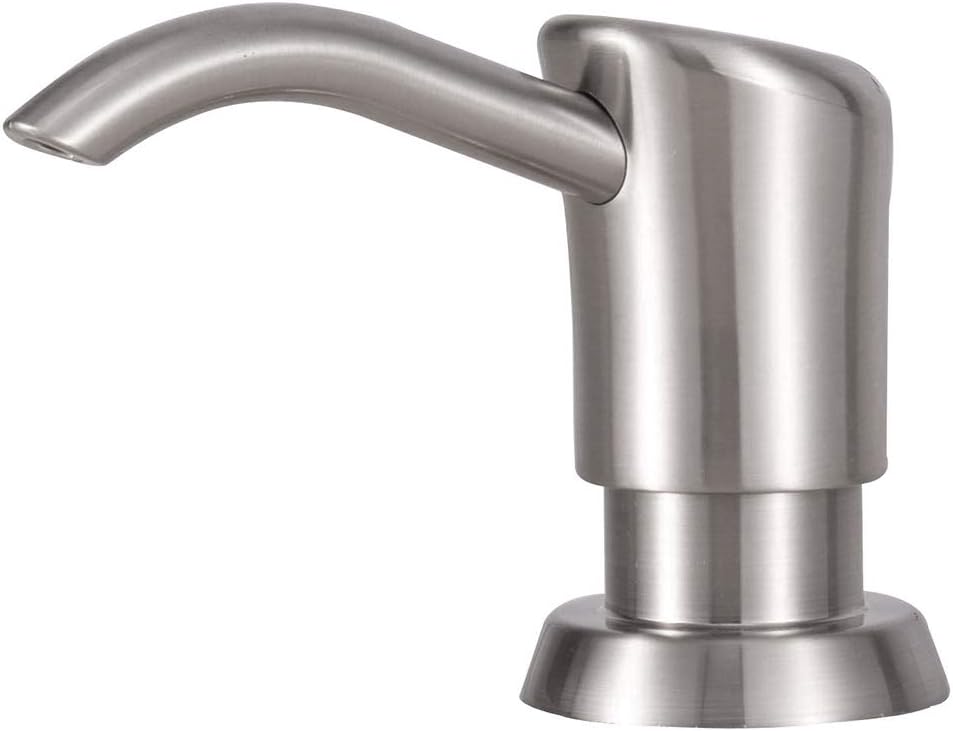 GAGALIFE Built in Sink Soap Dispenser or Lotion Dispenser for Kitchen Sink, Brushed Nickel ABS Pump Head, with 13 Ounce Large PET Soap Bottle-0