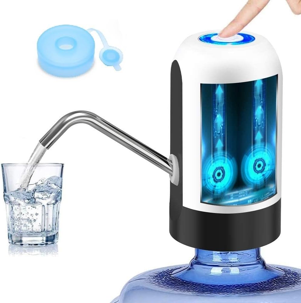 Water Bottle Pump 5 Gallon Water Bottle Dispenser USB Charging Automatic Drinking Water Pump Portable Electric Water Dispenser Water Bottle Switch (White)-0