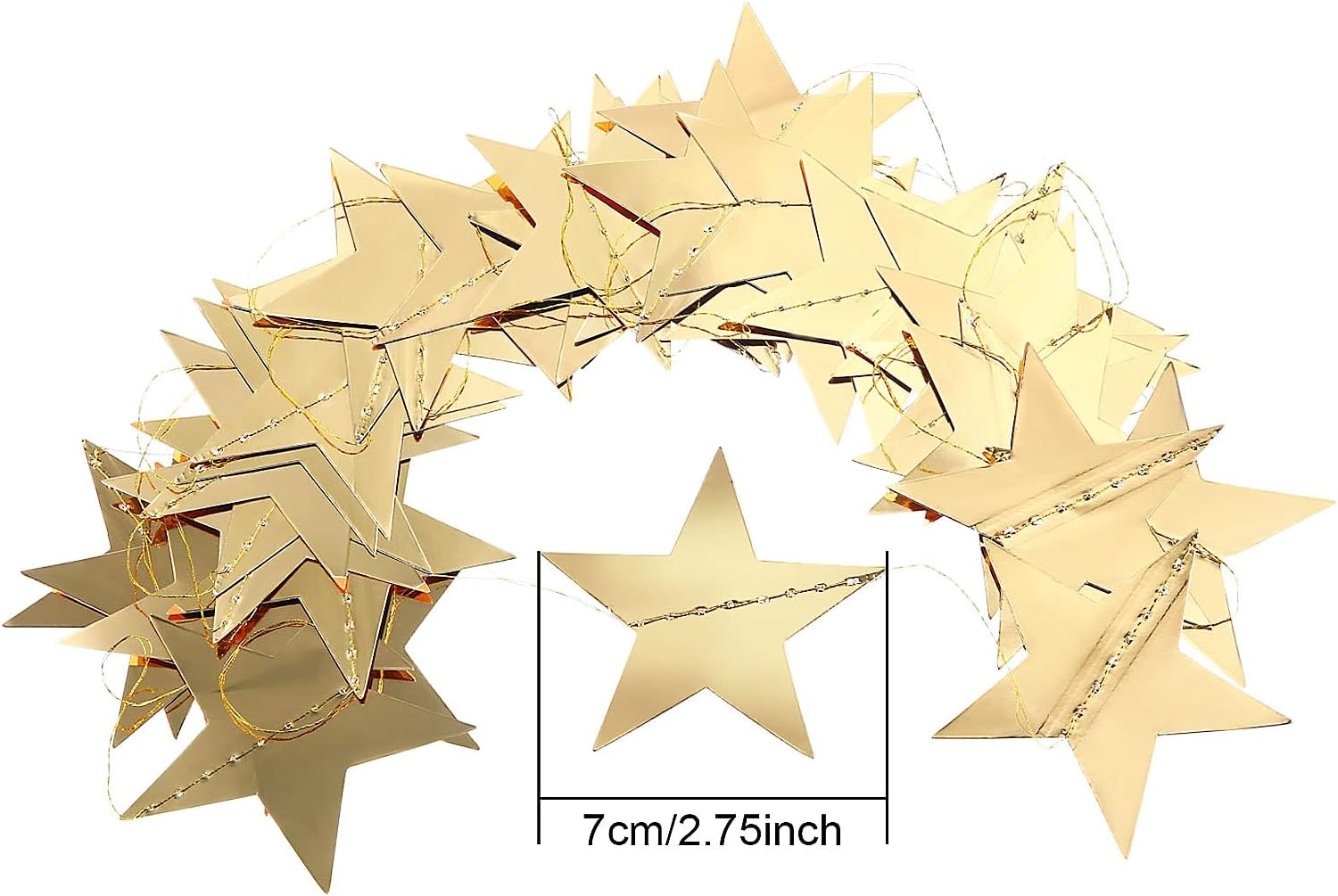 Patelai Glitter Star Garland Banner Decor, 130 Feet Bright Star Hanging Bunting Banner Backdrop for 2024 New Year Graduation Wedding Birthday Party Decor (Gold)-1