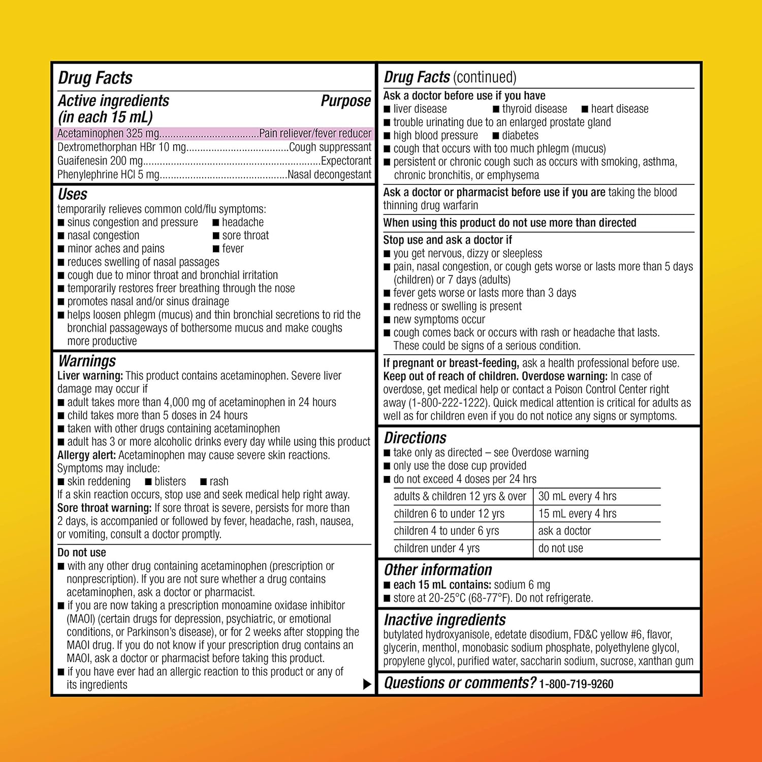 Amazon Basic Care Severe Daytime Cold and Flu, Maximum Strength Liquid Cold Medicine, Non-Drowsy, Multi-Symptom Relief, for Adults and Children Age 6 and Over, Original, 12 fl oz (Pack of 1)-4