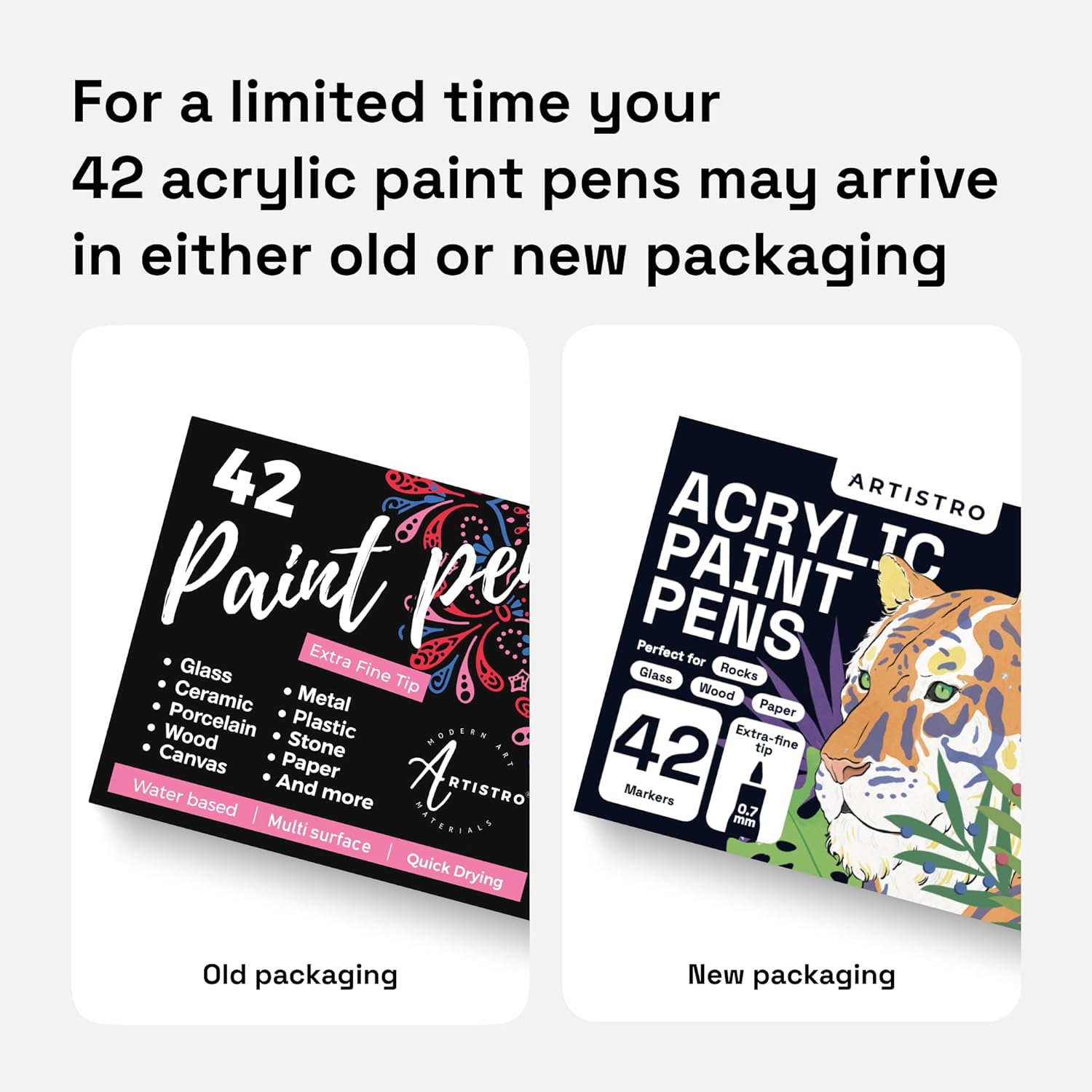 ARTISTRO 42 Acrylic Paint Pens, Art Set Acrylic Paint Markers, Fabric Markers for Textile, Canvas, Rock, Glass, Wood, Paper, DIY, Paint Markers for Kids and Adults, Extra Fine-1