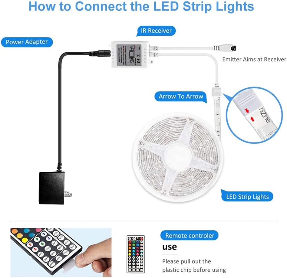 DAYBETTER Led Strip Lights 16.4ft Waterproof Color Changing Led Lights with Remote Controller-2