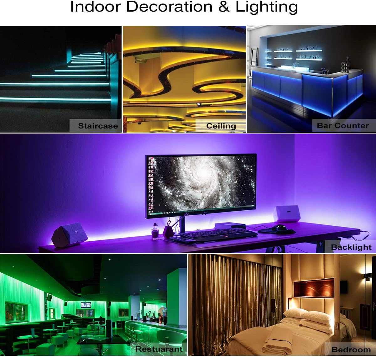 DAYBETTER Led Strip Lights 16.4ft Waterproof Color Changing Led Lights with Remote Controller-7