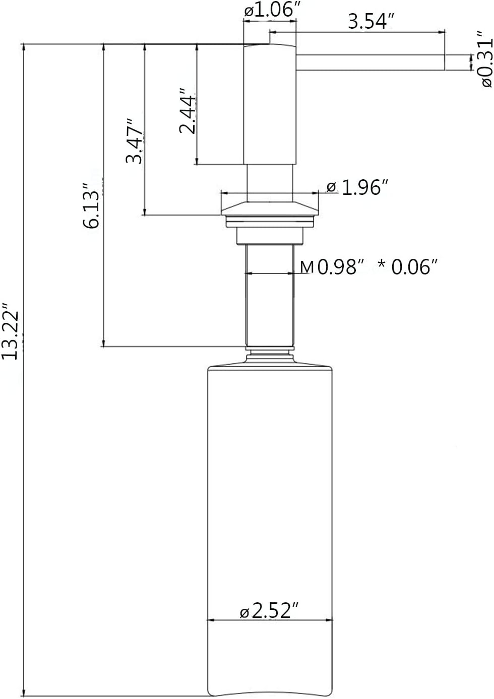 Samodra Sink Soap Dispenser, Metal Pump Head Liquid Lotion Countertop Kitchen Bathroom Soap Dispenser with 12 OZ PET Bottle-6