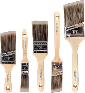 Pro Grade- Paint Brushes - 5 Piece Flat and Angle, Paint Brush for All Latex and Oil Paints & Stains - Home Improvement - Interior & Exterior Use Paint Brush