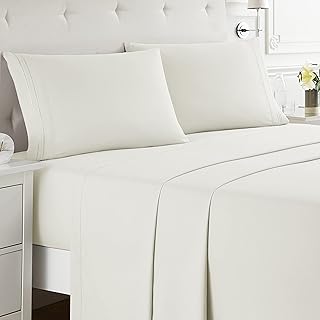 Nestl Nestl Queen Sheet Set - 4 Piece Bed Sheets for Queen Size Bed, Deep Pocket, Hotel Luxury, Extra Soft, Breathable and Cooling, Off White Queen Size Sheets