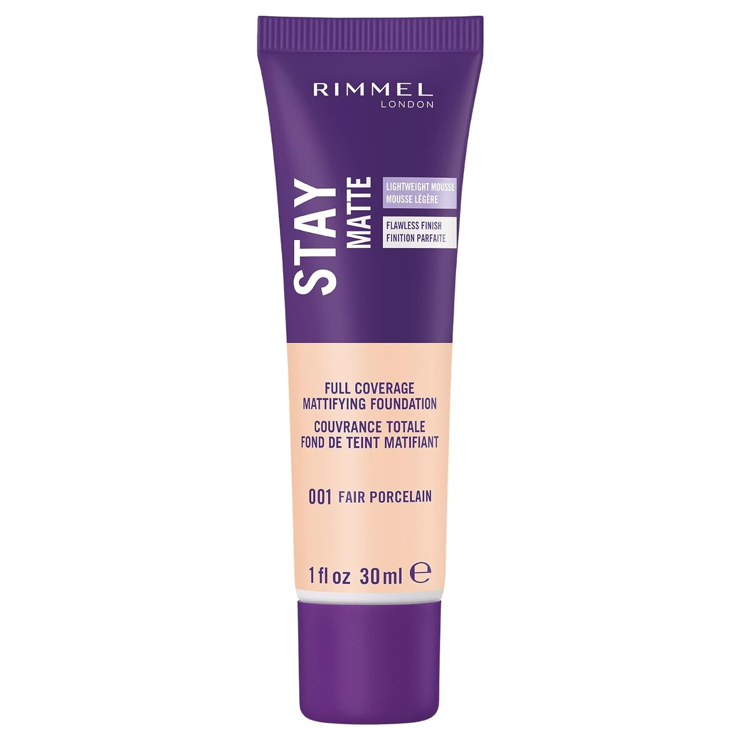 Rimmel London Stay Matte Liquid Mousse - 001 Fair Porcelain - Foundation, Lightweight, Shine Control, Oil-Free, 1oz-0