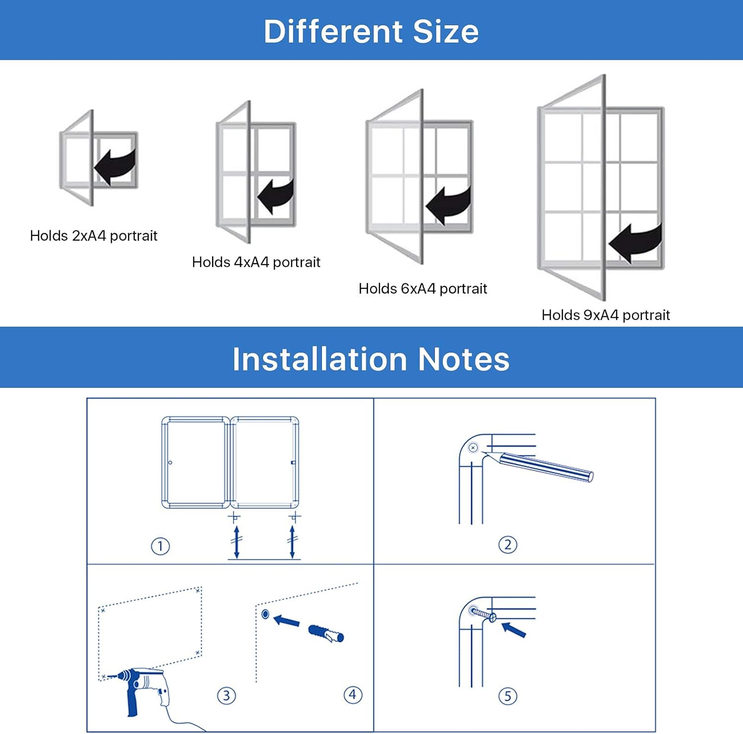 Swansea Locking Bulletin Boards Enclosed Noticeboard White Glass Message Boards Indoor for School Office 38x28inch(9xA4)-3