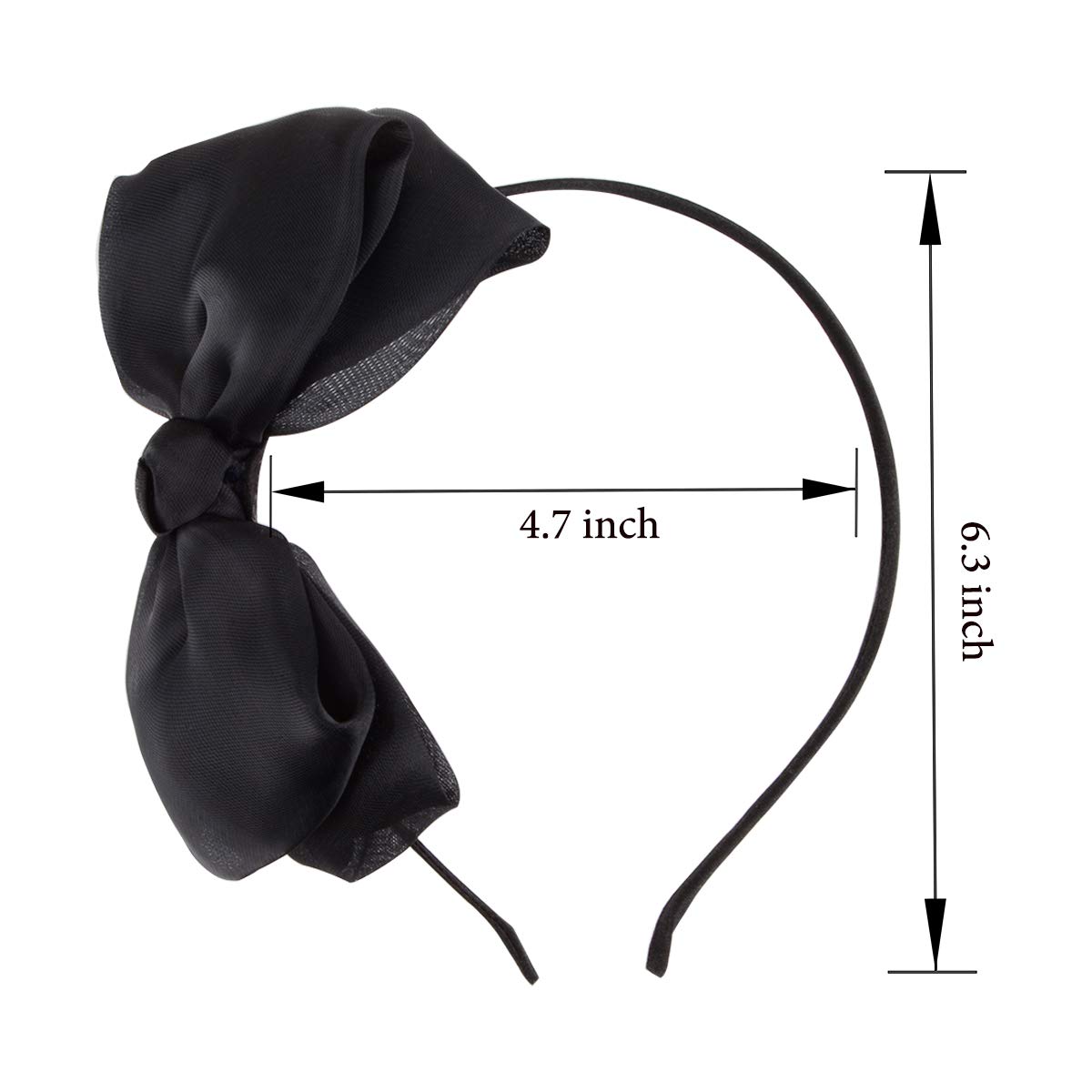 Bow Hairband Soft Elastic Lace Bowknot Headband for Women and Girls, Perfect Hair Accessories for Party and Cosplay (Black)-1