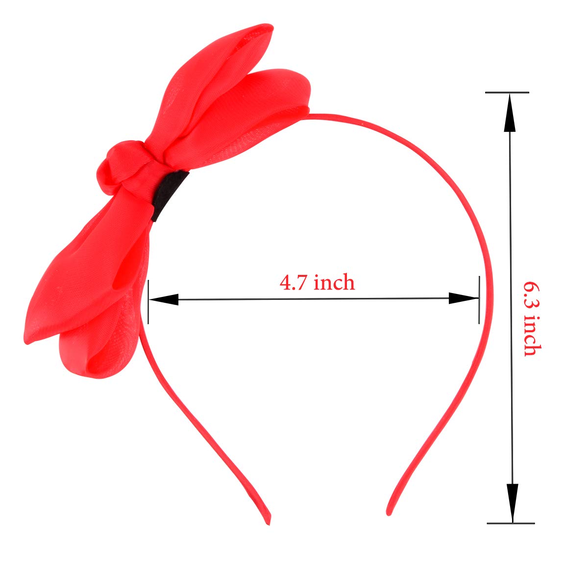 Bow Hairband Soft Elastic Lace Bowknot Headband for Women and Girls, Perfect Hair Accessories for Party and Cosplay (Red)-1