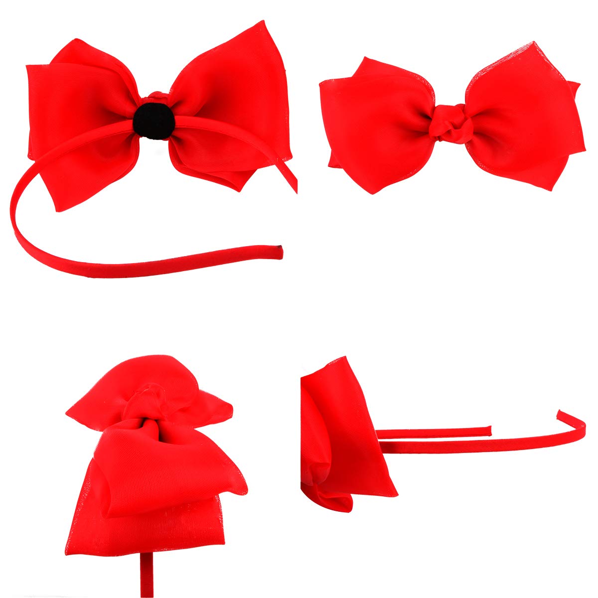 Bow Hairband Soft Elastic Lace Bowknot Headband for Women and Girls, Perfect Hair Accessories for Party and Cosplay (Red)-2