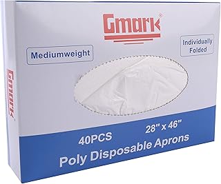 Gmark Poly Apron Individual Wrapped, Disposable PE Waterproof, Food, Cooking 40pcs GM0002A