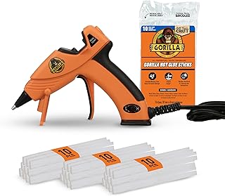 Gorilla Dual Temp Mini Hot Glue Gun Kit with 30 Hot Glue Sticks, Precision Nozzle, and Easy Squeeze Trigger, for DIY, Craft, Repairs, and More, Orange (Combo Pack:1 Mini Gun, 30 Glue Sticks)