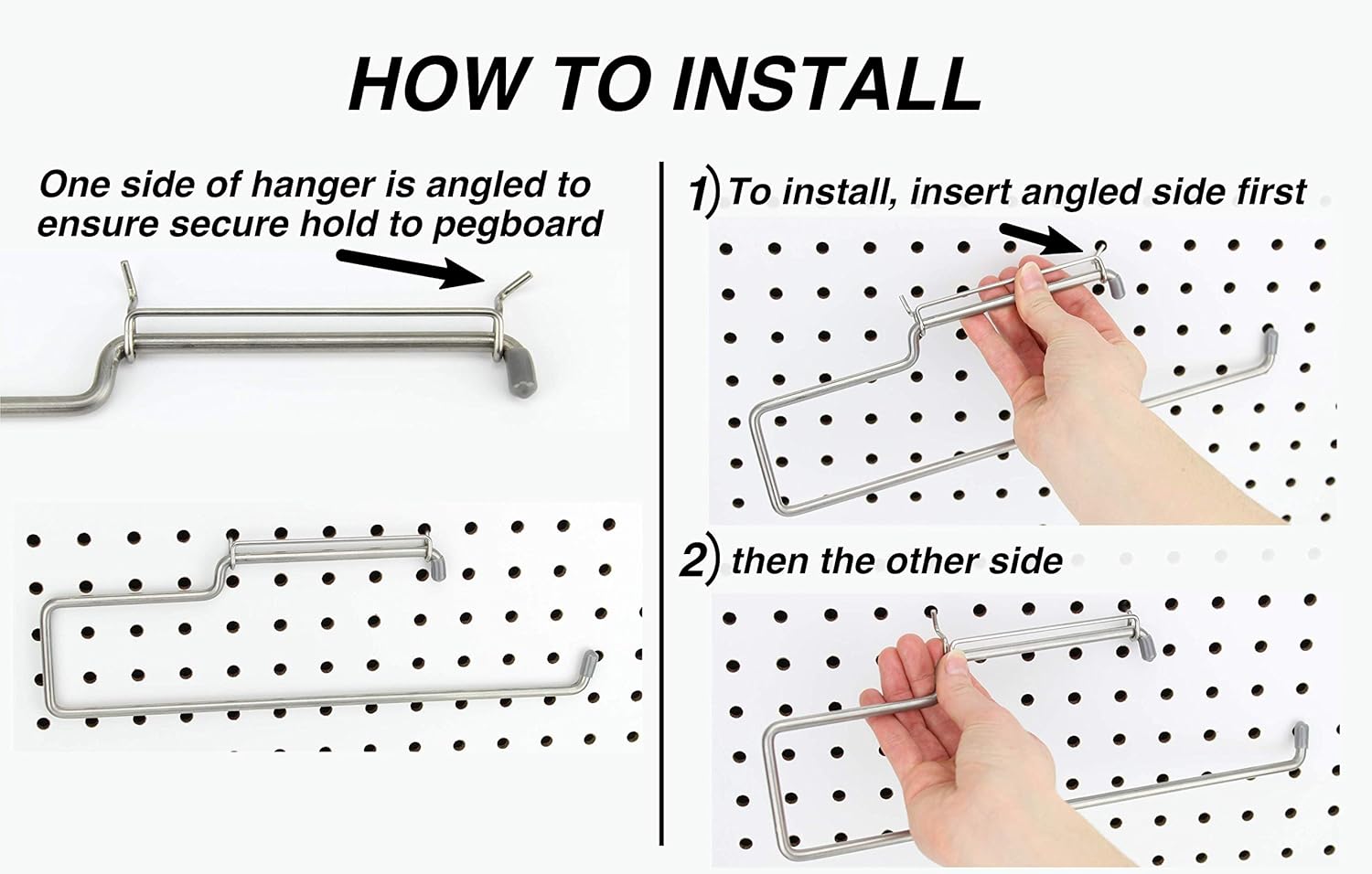 RightArrange One-Handed Tear Pegboard Paper Towel Holder - Stainless Steel - Hooks to Any Peg Board - Pegboard Accessories for Tool Shed, Garage, Workbench, Kitchen, Laundry or Craft Room Organization-1