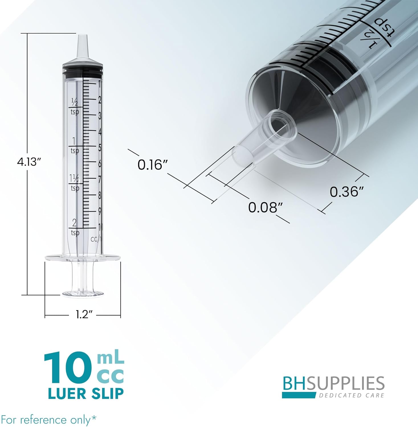 BH Supplies 10ml Luer Slip Tip Syringes (No Needle) - Sterile, Individually Wrapped - 100 Syringes-5