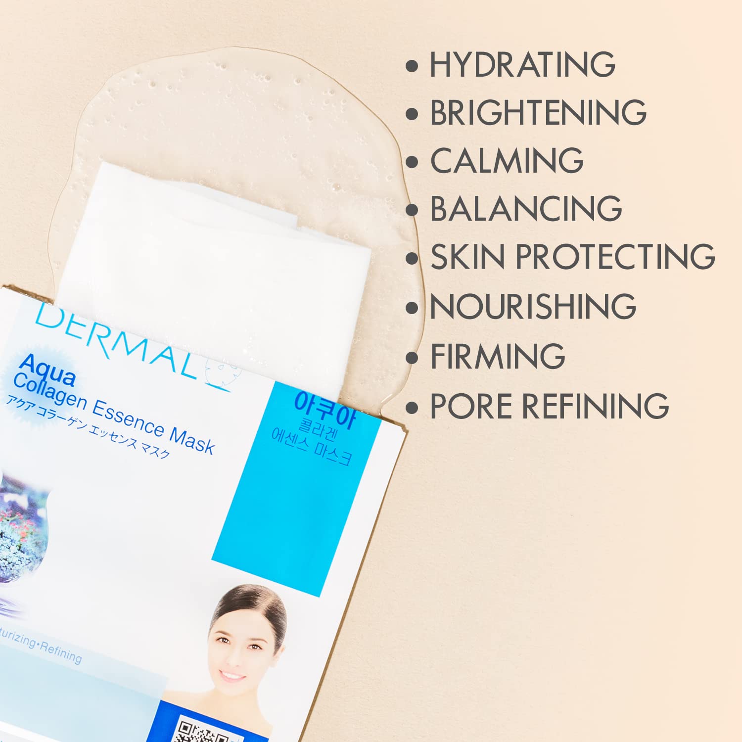 DERMAL 32 Combo A+B Set Collagen Essence Korean Face Mask - Hydrating and Soothing Facial Mask with Panthenol - Hypoallergenic Self Care Sheet Mask for All Skin Types - Natural Home Spa Treatment Mask-3