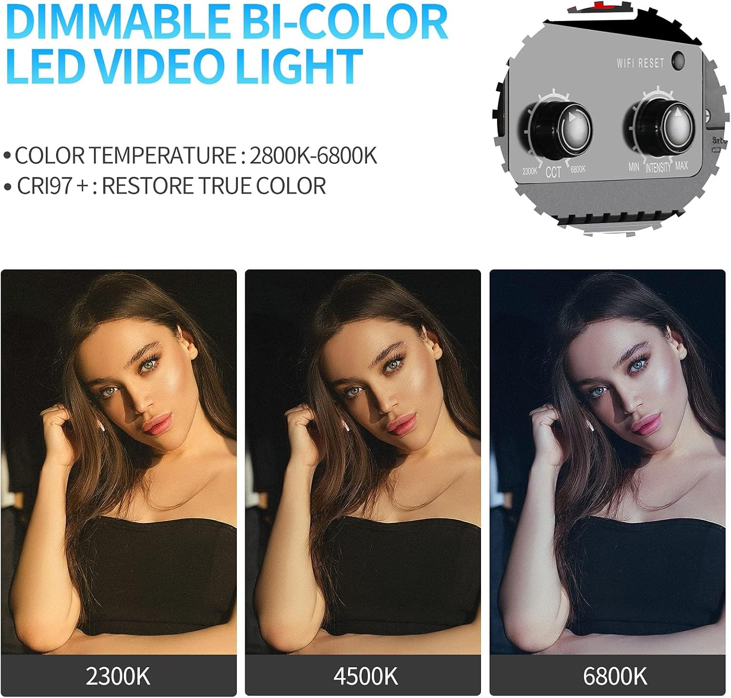 GVM 2 Pack LED Video Lighting Kits with APP Control, Bi-Color Variable 2300K~6800K with Digital Display Brightness of 10~100% for Video Photography, CRI97+ TLCI97 Led Video Light Panel +Barndoor-3