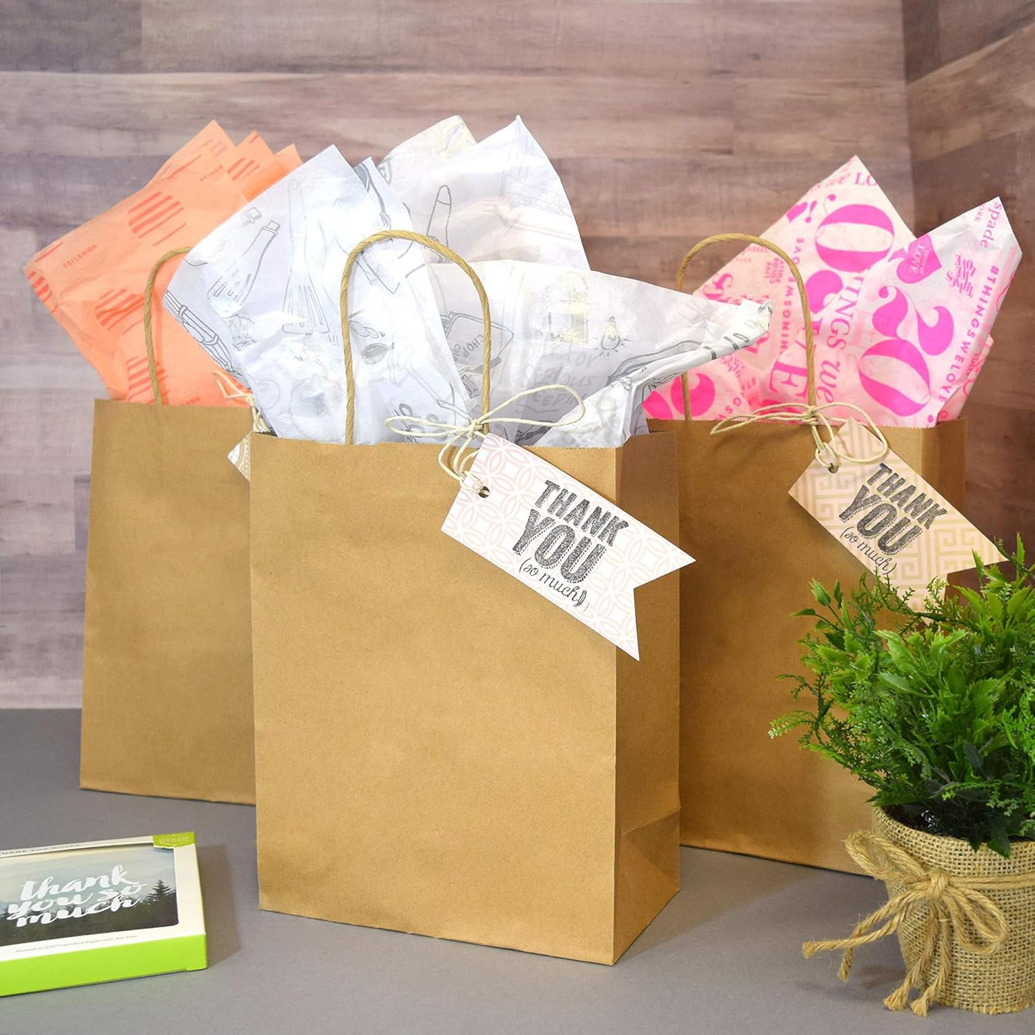 Prime Line Packaging - 8x4x10 Inch 100 Pack Kraft Paper Bags, Brown Gift Bags with Handles, Small Craft Shopping Bags in Bulk for Boutiques, Small Business, Retail Stores, Gifts & Merchandise-4