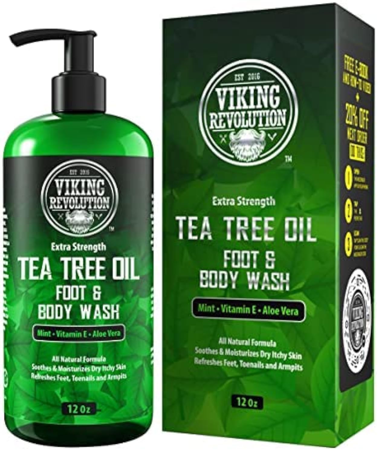 Viking Revolution Tea Tree Body Wash Soap for Men - Helps Athlete's Foot, Jock Itch, Eczema & Body Odors - Extra Strength Tea Tree Oil Men's Body and Foot Wash-0