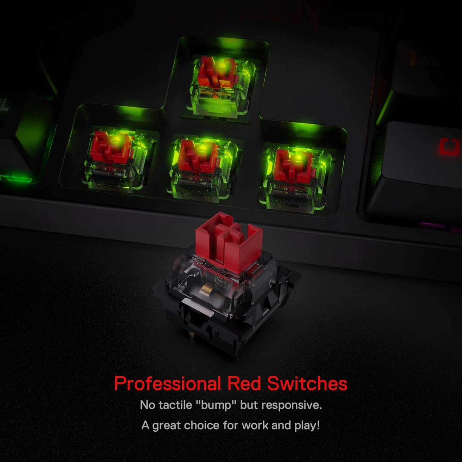 Redragon K582 SURARA RGB LED Backlit Mechanical Gaming Keyboard with 104 Keys-Linear and Quiet-Red Switches-4