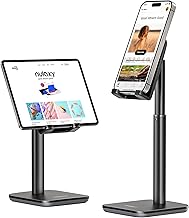 Nulaxy Phone Stand, Height Angle Adjustable Cell Phone Stand, Phone Holder for Desk Compatible with Phone 16 15 14 13 12 Mini 11 Pro Xs Max Xr X 8 7 6 6s Plus, All Smartphones (4-8 inches) - Black