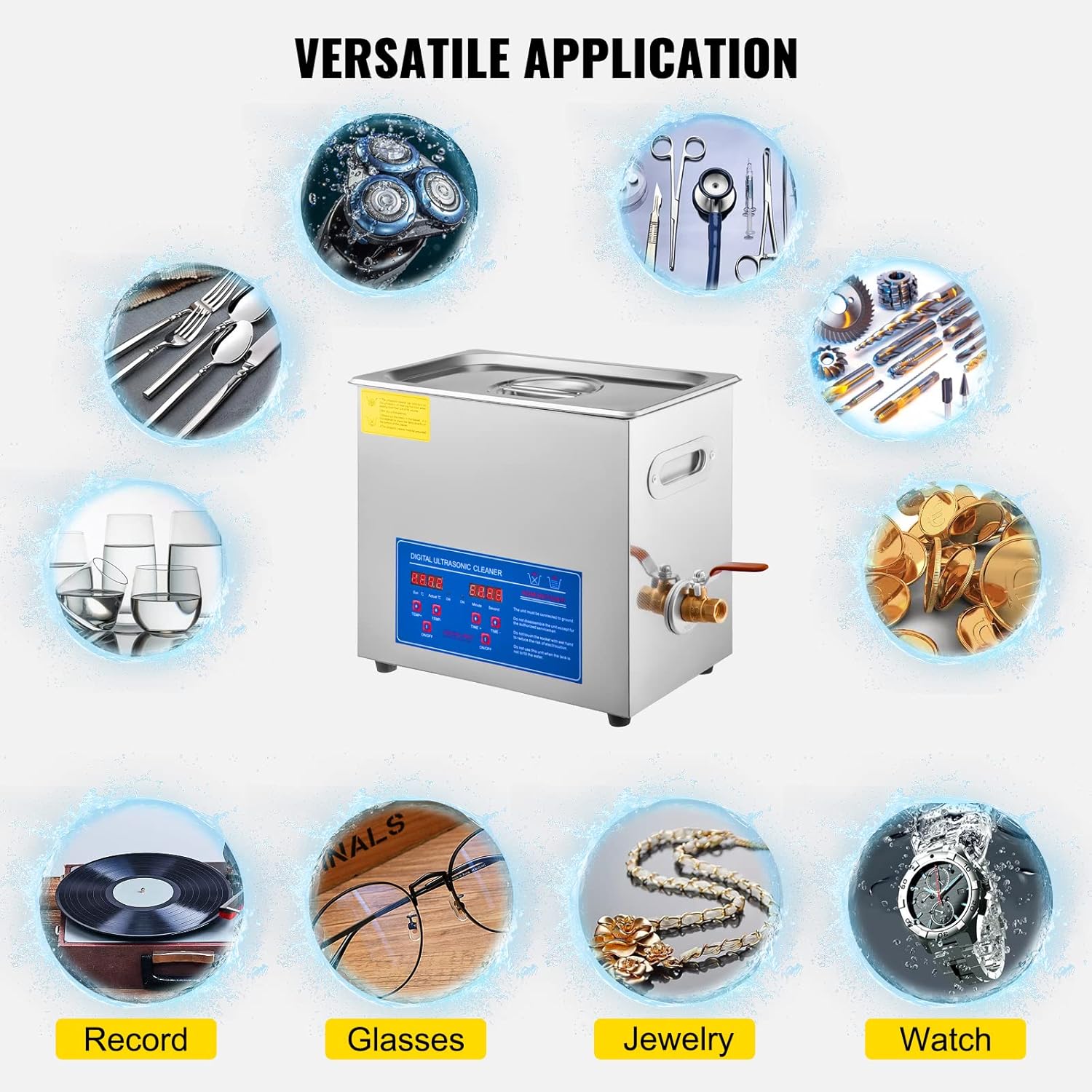 Happybuy Ultrasonic Cleaner 6L Ultrasonic Vinyl Cleaner 7-12 Inch 8 Records Ultrasonic Vinyl Cleaning Machine 180W Ultrasonic Records Cleaner with Drying Rack for Home Store-7