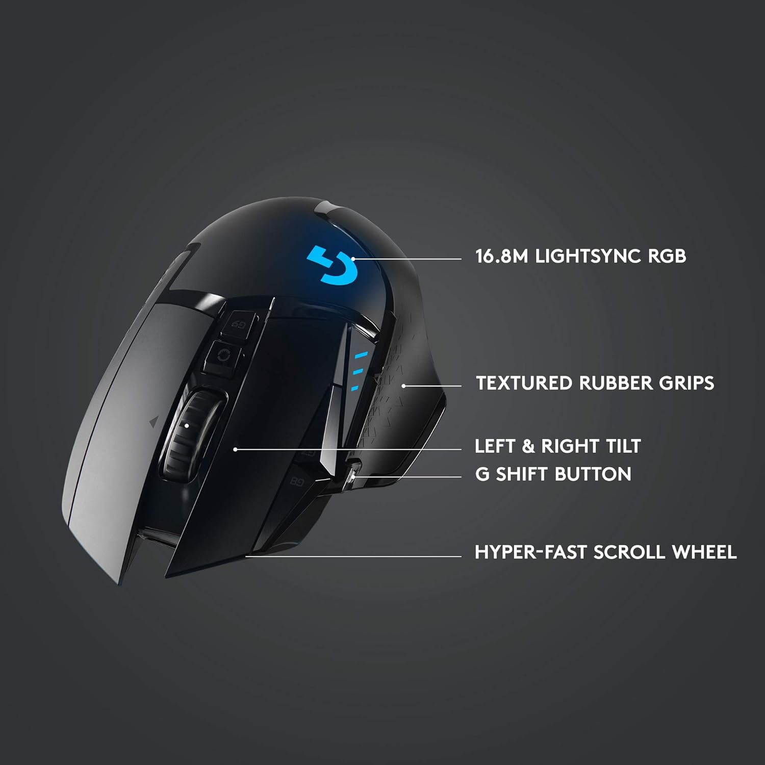 Logitech G502 Lightspeed Wireless Gaming Mouse with Hero 25K Sensor, PowerPlay Compatible, Tunable Weights and Lightsync RGB - Black-5