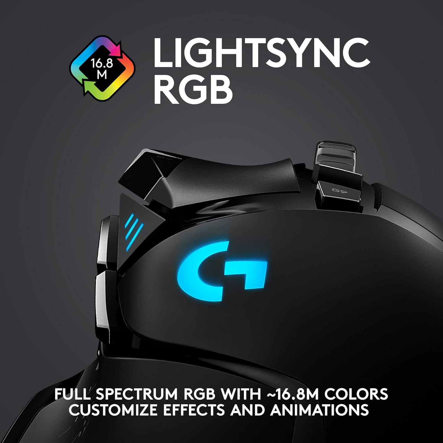 Logitech G502 Lightspeed Wireless Gaming Mouse with Hero 25K Sensor, PowerPlay Compatible, Tunable Weights and Lightsync RGB - Black-7