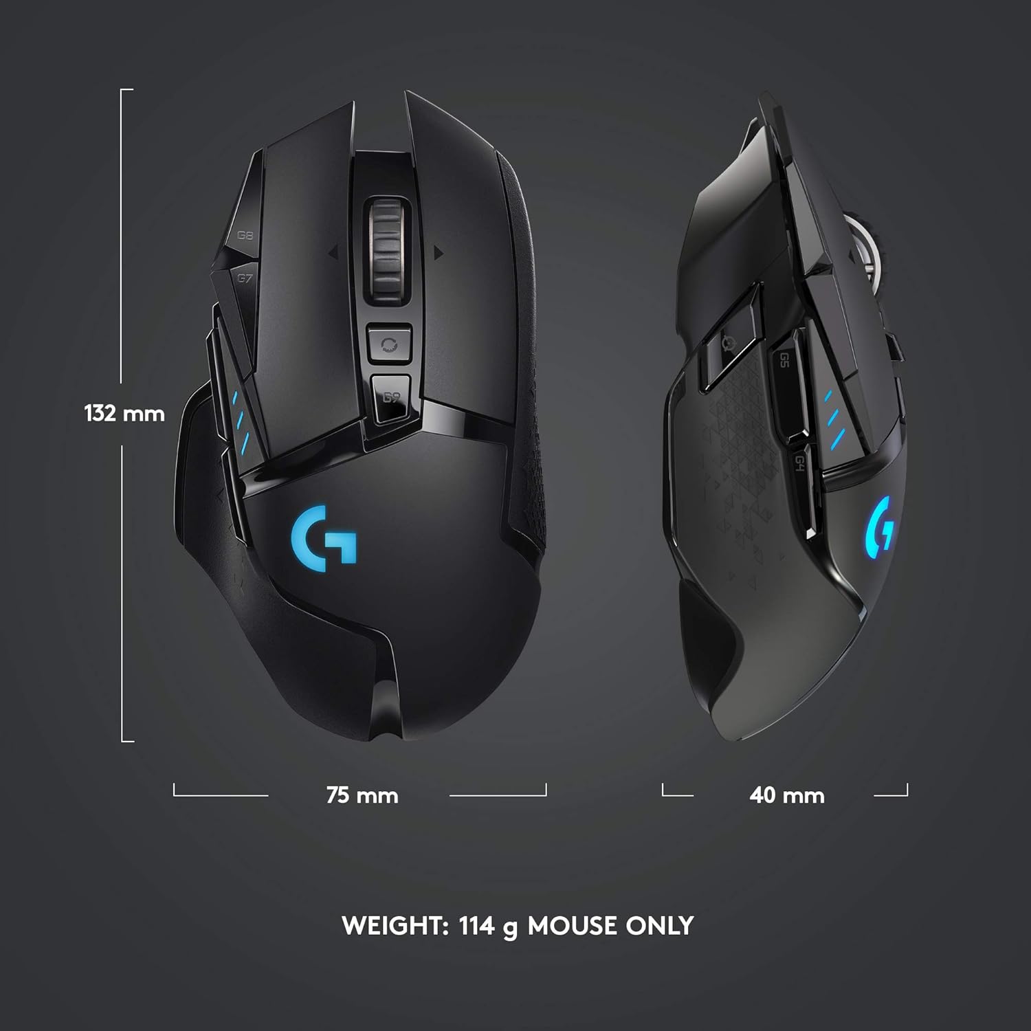 Logitech G502 Lightspeed Wireless Gaming Mouse with Hero 25K Sensor, PowerPlay Compatible, Tunable Weights and Lightsync RGB - Black-9