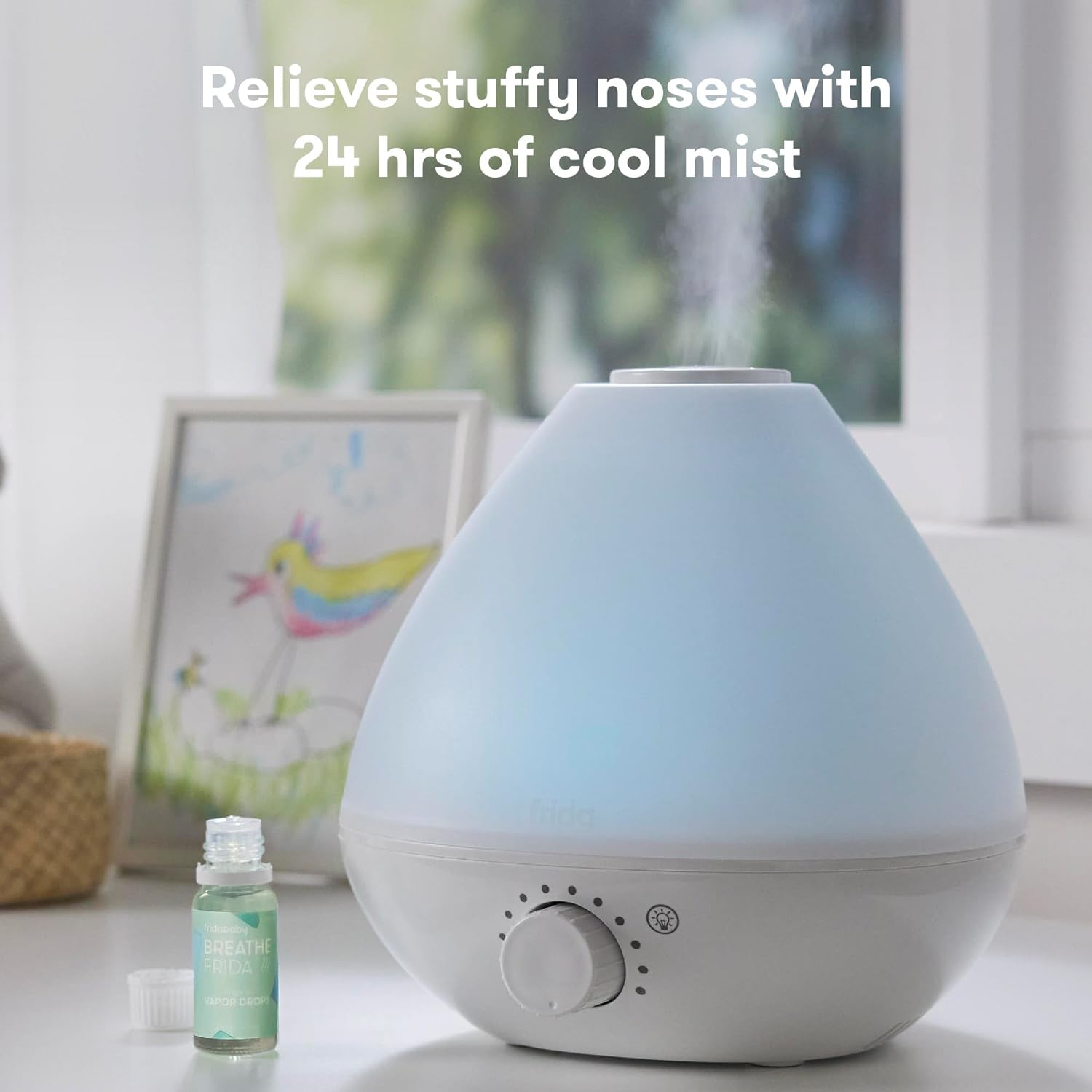 Frida Baby 3-in-1 Cool Mist Humidifier for Baby with Diffuser + Nightlight, Baby Humidifier for Bedroom, Nursery + Large Rooms, Quiet, Auto Shut Off, Runs +24hrs-1