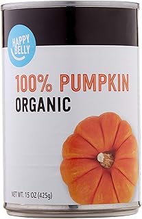 Amazon Brand - Happy Belly Organic 100% Pumpkin, Canned, 15 ounce (Pack of 1)