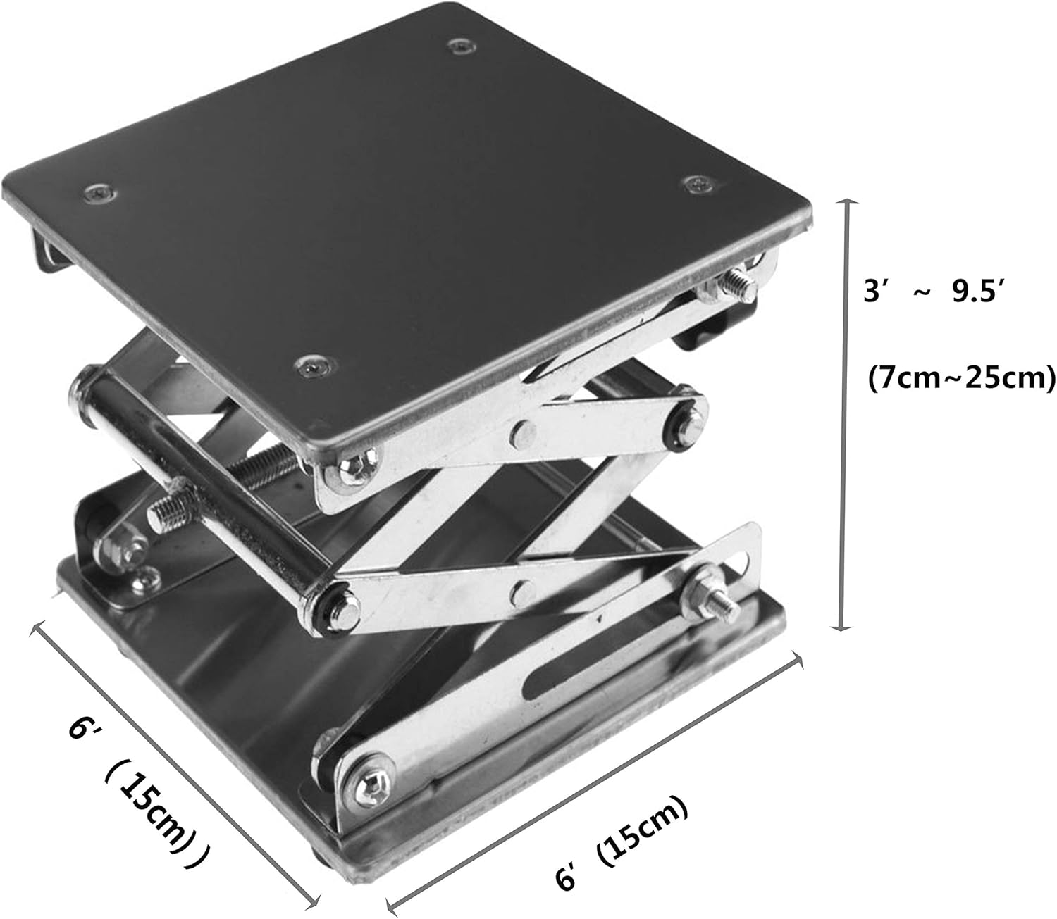 OESS Lift Table Lab Stand Lifter Scientific Scissor Lifting Jack Platform 6''X 6'' Stainless Steel-1
