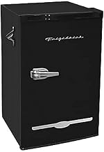 Frigidaire Retro Compact Fridge with Chiller, 3.2 cu ft Countertop Fridge with Built-In Bottle Opener, Compact Refrigerator for Office, Bedroom, Dorm Room or Cabin - 16.5"D x 19"W x 31"H (Black)