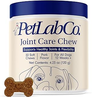 PetLab Co. Joint Care Chews for Dogs - High Levels of Glucosamine, Green Lipped Mussels, Omega 3 and Turmeric - Hip and Joint Supplement for Dogs to Actively Support Mobility