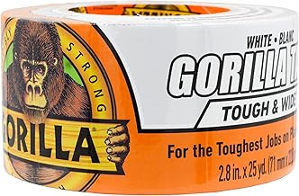 Gorilla Tough & Wide Duct Tape, 2.88" x 25 yd, White, (Pack of 1)