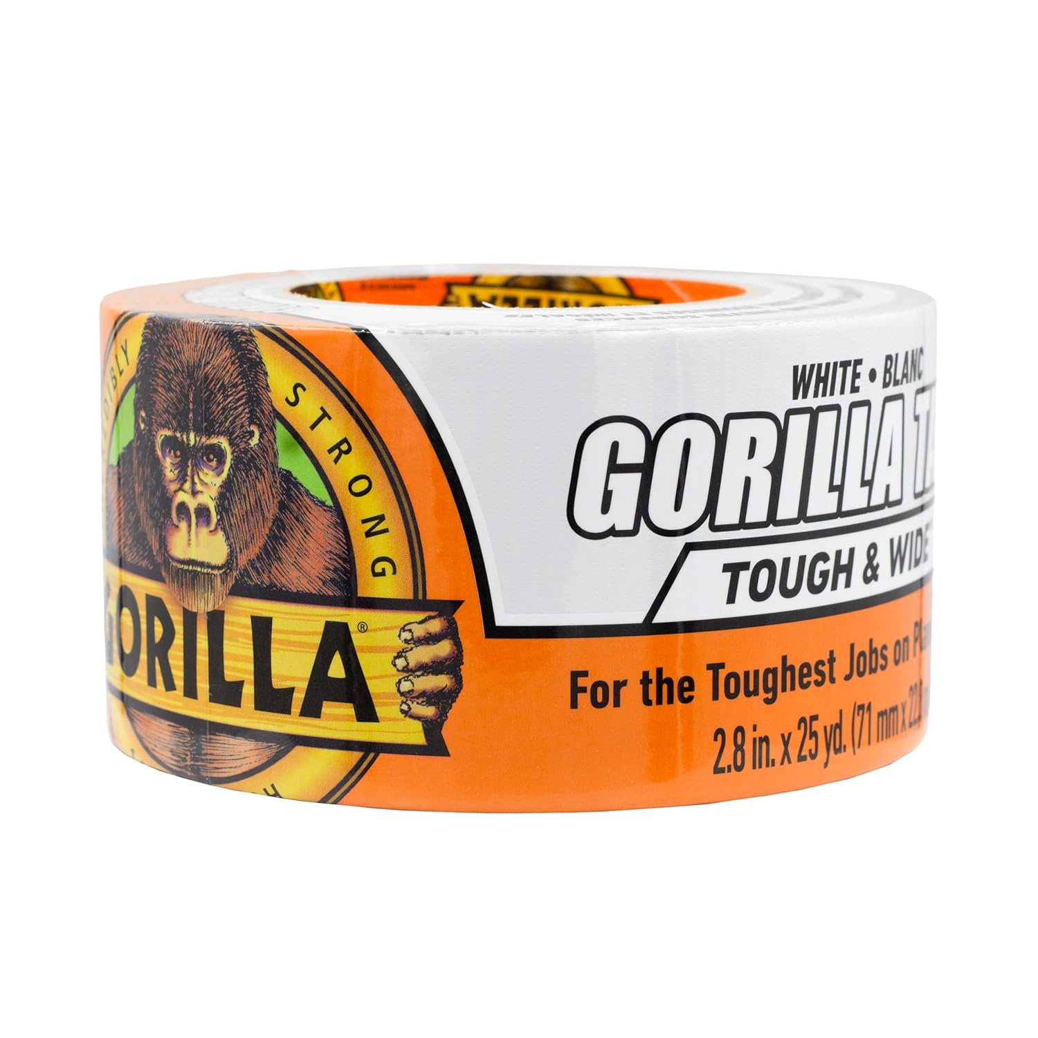 Gorilla Tough & Wide Duct Tape, 2.88" x 25 yd, White, (Pack of 1)-0